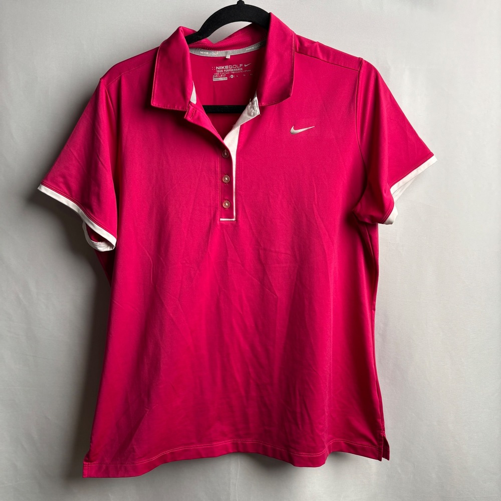 Nike Golf Tour Performance Dri-Fit Polo Shirt Hot Pink Womens XL Short Sleeve